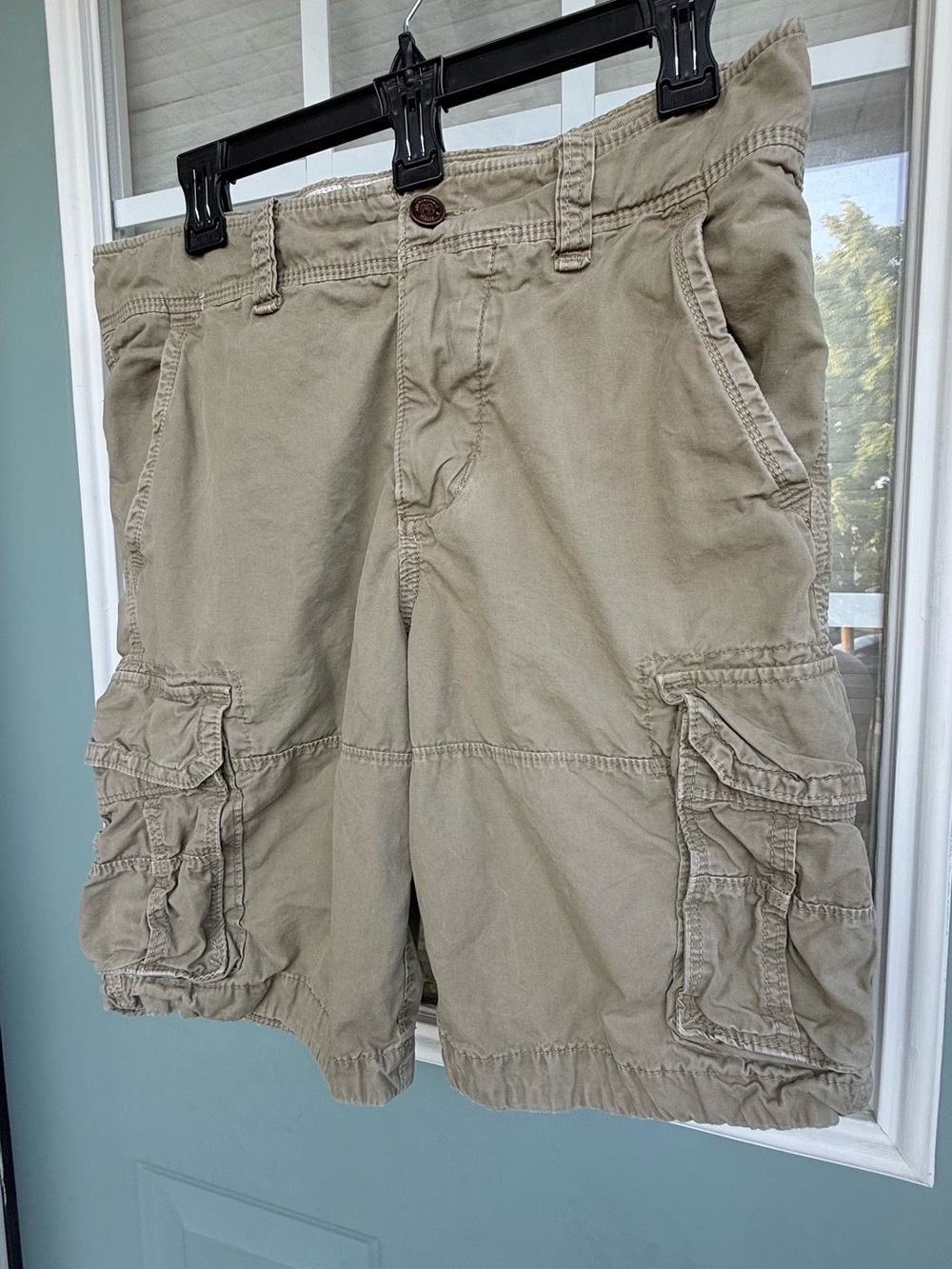Abercrombie & Fitch Men’s Cargo Shorts Olive Green Size 31 Cotton Utility Pocket